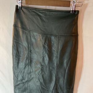 Vintage Genuine Leather Elegant Midi Pencil Skirt Green Women 8 VTG Office Work